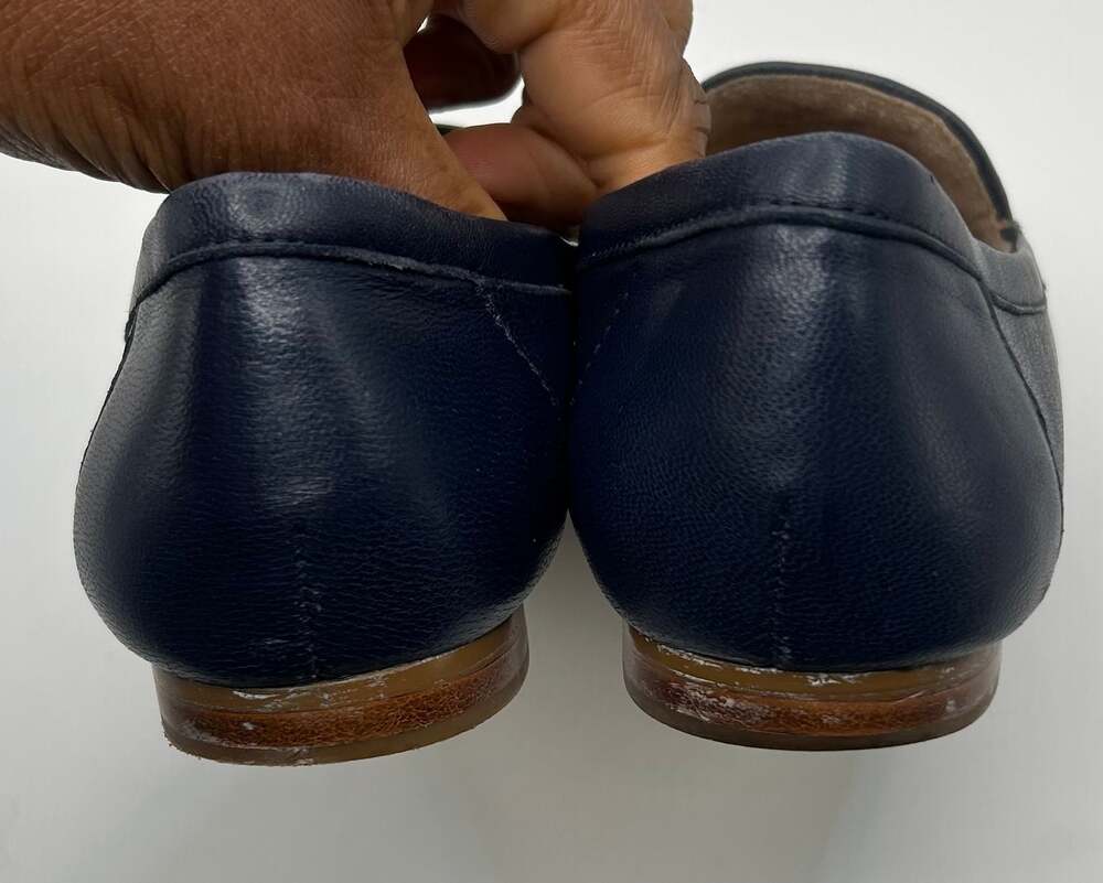 Talbots Ryan Chevron Quilted Leather Navy Blue Loafer Flats Size 7M - Picture 3 of 6